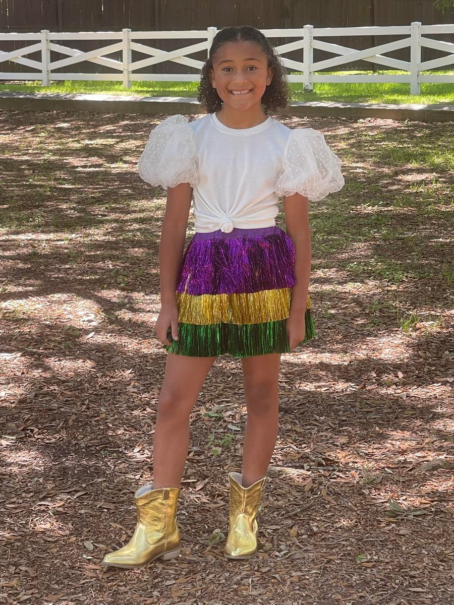 Mardi Gras Fringe Skirt - Youth