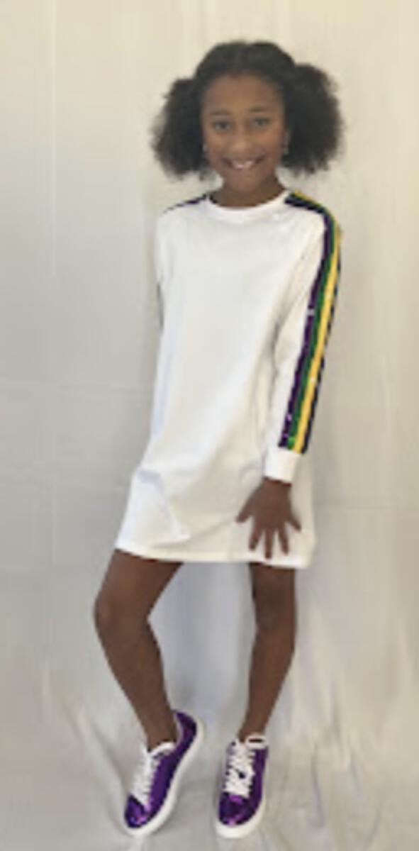 White Mardi Gras Sequins Side Dress