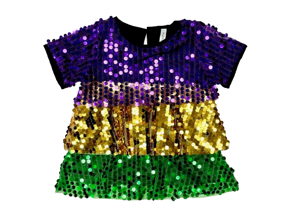 Mardi Gras Sequin Tiered Top