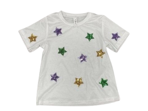 Mardi Gras Sequin Stars Tee