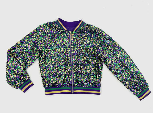 Mardi Gras Sequin Bomber Jacket - Youth
