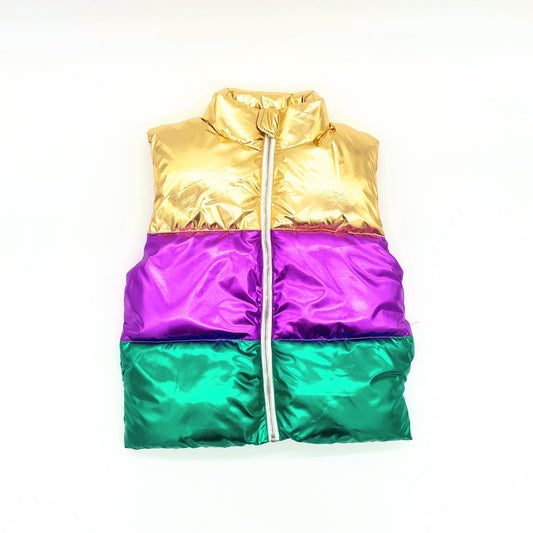 Mardi Gras Metallic Puffer Vest
