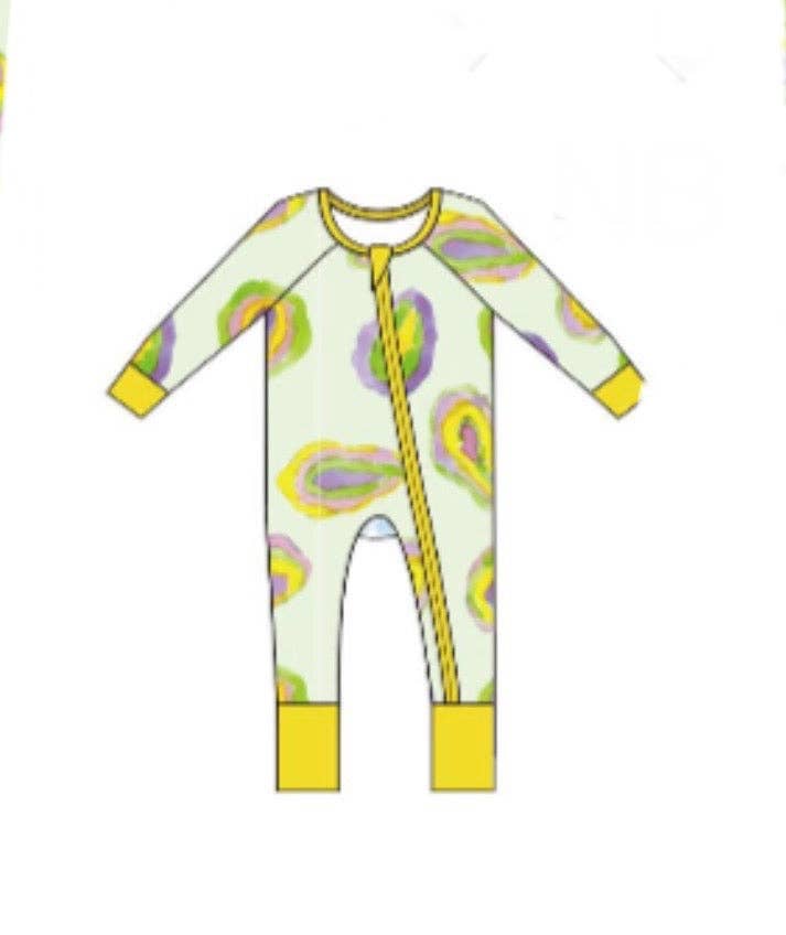 Mardi Gras Oyster Zipper Onesie