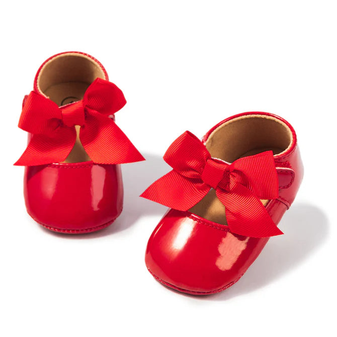 Red Infant Bow Shoes