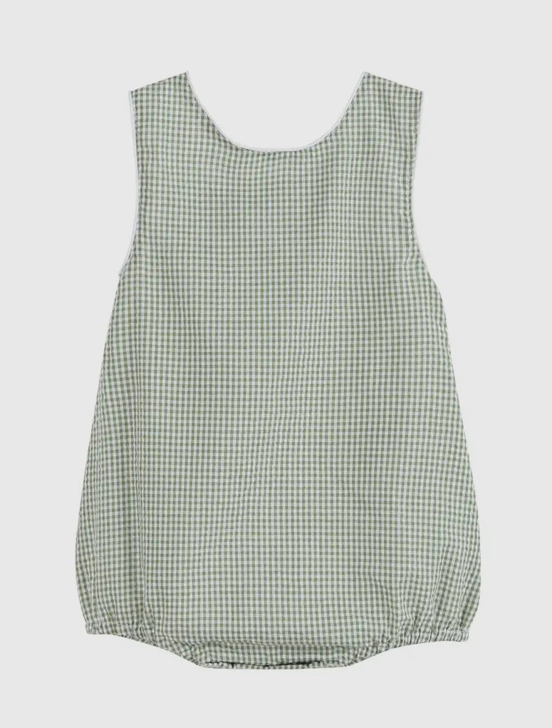 Green Gingham Alligator Bubble Romper