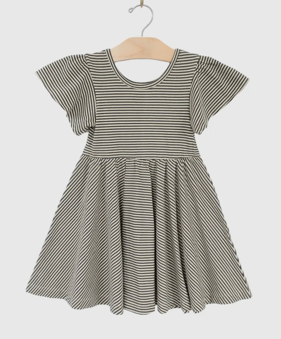 Charcoal Stripe Twirl Dress