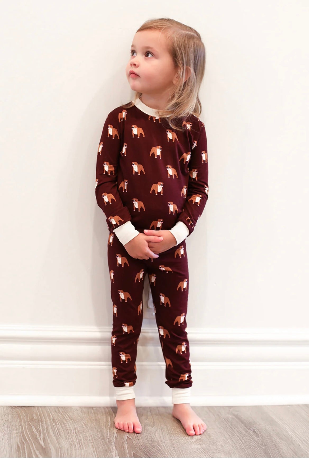 Maroon Bulldog 2 Piece Bamboo Pajama Set