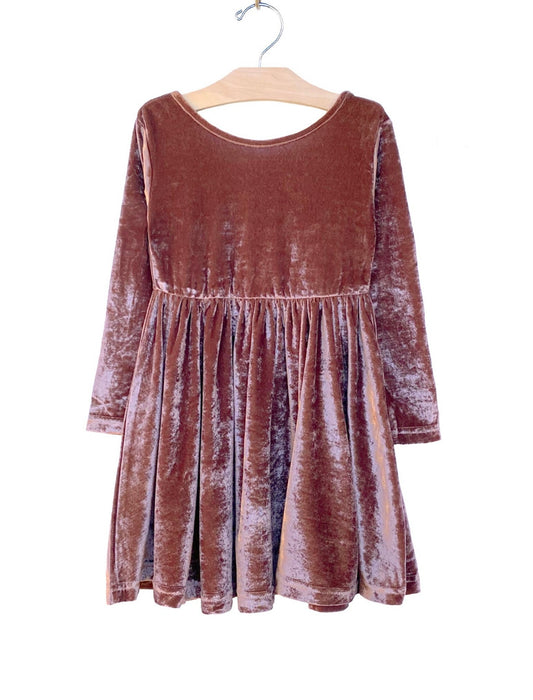 Velour Twirl Dress, Berry